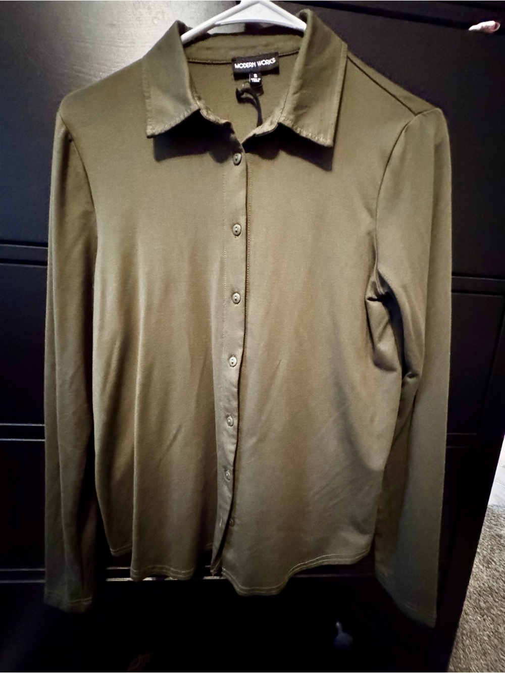 Modern Works Olive Green Women's Button-Down Shirt